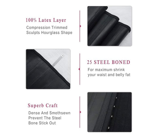 Steel Bone Latex Waist Trainer – Belly Slimming Corset